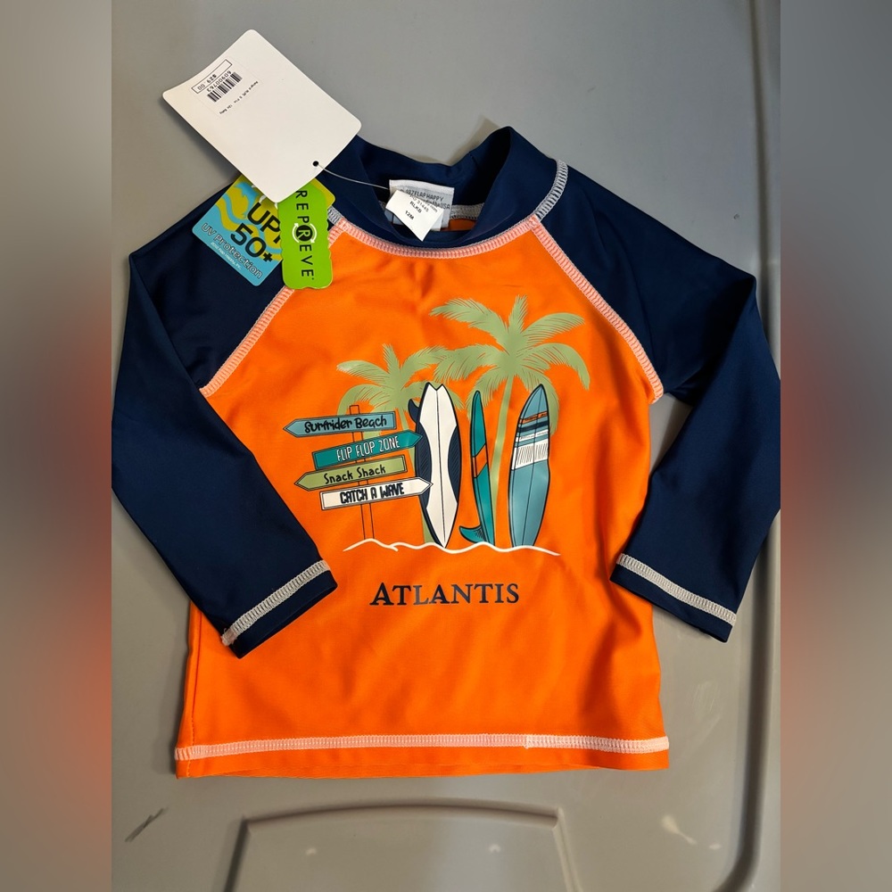 Kids Swim Shirt - Orange and Blue